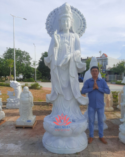 QA18 - Tượng Quan Âm Đá Trắng, Giá Tốt Tại Xưởng